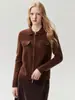 Cárdigan de cachemira estilo vintage para mujer, con cuello de solapa, cierre de cremallera, diseño de punto y mangas largas, que ofrece calidez y comodidad