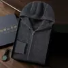 Cachmir 2025 Nuevo Otoño e Invierno Sudadera con Capucha Holgada para Hombre Sudadera Engrosada Chaqueta Cardigan de Punto