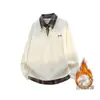 Moletom Novo de Lã Outono/Inverno 2025 Masculino Costura Colorida Contrastante Falso Duas Peças Moletom Tendência Moda Masculina High Street Versátil