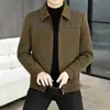 Nueva Chaqueta de Hombre Otoño/Invierno 2026 Casual de Negocios Solapa Cremallera Piel de Visón Dorada Chaqueta Abrigo de Lana para Hombres de Mediana Edad y Jóvenes
