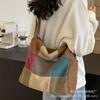 Bolso Grande de Cuadros Bloque de Color de Moda para Mujer Este Año 2026 Nueva Moda Bolso de Lona Más Vendido Bolso Cruzado de Gran Capacidad