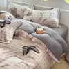 Conjunto de quatro peças em veludo bolha de alta gramatura com estampa, conjunto de três peças em veludo bolha de desenho animado fresco e fofo, roupa de cama Nantong