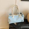 Bolsa jeans grande capacidade feminina, nova moda 2025, bolsa de axila com contraste de cores, bolsa de ombro da Coreia do Sul