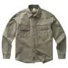 Camisa de Trabajo de Moda Tendencia Japonesa para Hombre, Estilo Hong Kong Manga Larga Primavera y Otoño Holgada Casual Lavada Vintage Chaqueta