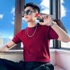 Fw10233 Verão 2025 Novo Estilo Gola Redonda Gola Vazada Tricô Manga Curta Masculino Cor Sólida Gola Redonda Casual