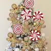 Decoración Popular Transfronteriza para Árbol de Navidad de Interior 12 Lollipops de Menta Rojos y Blancos Grandes y Lindos para la Punta del Árbol de Navidad