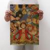 One Piece Póster de Anime Clásico Retro Póster de Papel Kraft Adhesivo de Pared para Dormitorio Pintura Decorativa Papel Material Nostálgico