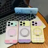 Aplicável para Capa Protetora iPhone 18 Apple 17 Pro Max 13 Macaron Cor Contrastante Xadrez Suporte Giratório Capa de Celular