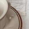 Collar con colgante de perla de alta calidad, de lujo, de plata de ley 925, con cadena de clavícula y diseño retro francés con hebilla para mujer