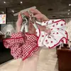 Alça de celular em tecido estilo doce e feminino com enfeites de strass, design criativo, atacado para chaveiros e pingentes de bolsa