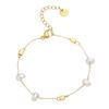 Pulsera de perlas de acero y titanio francesas para mujer, colección con incrustaciones de cuentas, diseño europeo de acero inoxidable, transfronterizo, estilo antiguo medio.