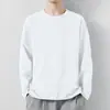 Camiseta de manga larga de otoño, capa base talla grande, cuello redondo para hombre, top simple y holgado, estilo coreano, camiseta estampada de moda
