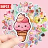 50 Pegatinas de Cono de Helado Coloridas de Compra Directa Transfronteriza, Verano Chocolate Helado Estilo Lindo Pegatinas de Grafiti