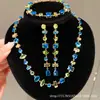 ¡Precioso y deslumbrante! Collar con colgante de flor de circón y gota de agua, cadena para la clavícula estilo corte vintage, joyería de lujo ligero y sensación de alta gama