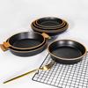 Plato negro de melamina plato creativo para platos occidentales imitación porcelana plástico disco binaural cuenco para col fermentada pescado cuenco grande plato hondo para sopa comercial
