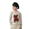 Camisola de lã 100% lã pura para meninos bebê outono e inverno Novo urso de gola redonda engrossado manga comprida malha assentamento camisola
