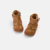 Botas Curtas Retrô Estilo Coreano para Crianças Outono Inverno Botas com Capa para Meninas Zíper Lateral Botas Individuais de Menina Princesa Botas Martin Elegantes