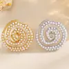 Anillo de Aro de Perla Espiral Retro Exagerado Elegante de Acero Inoxidable Transfronterizo Europeo y Americano para Mujer Anillo para Dedo Índice Caracol Espiral para Mujer
