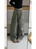 Pantalones Cargo Militares Verdes Retro Americanos Bordados Florales para Mujer, Nuevo Diseño Otoño y Verano, Pantalones de Pierna Ancha Rectos de Cintura Alta