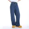 Venta directa al por mayor transfronteriza estilo coreano color liso simple Joker holgado rectos jeans hombres y mujeres amantes pantalones casuales