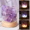 Lámpara de noche difusora de cristal natural, aromaterapia sin llama, adorno de lámpara de mesa de cristal para ambiente de dormitorio en casa