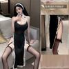 Lingerie Sexy Roupa de Cosplay de Freira cosplay Jogo Vestido Saia Vazada conjunto 0924