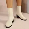 Botines Ajustados para Mujer para Comercio Exterior, Estilo Europeo y Americano, Punta Fina, Talla Grande, Tejidos, Tacón Medio Grueso, Zapatos de Mujer de Una Pieza, Botas 2026 para Primavera y Otoño