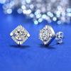 S925 Sterling Prata Brincos Quadrados Moda Feminina All-match Diamante-incrustado Brincos Elegante estilo coreano Premium Sense