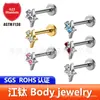 Pendientes de Estrella de Titanio Jiangtai F136 Circonita Cruz Estrella Labret Aleación de Titanio G23 Joyería para Piercings Corporal Pendientes de Hélice Auricular