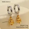 Pendientes de Árbol de Navidad y Corazón de Moda Transfronteriza Pendientes de Acero Inoxidable Chapados en Oro de 18 quilates y Plata con Diseño de Combinación