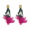 Pendientes de Esmalte Coloridos con Forma de Flor, Estilo Dulce y Fresco para Fiestas, con Diamantes y Perlas, Pendientes de Pétalos de Lujo Ligero y de Alta Gama para Mujer