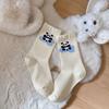 Meias de Cashmere para Cachorro Femininas Outono e Inverno Engrossadas Quentes Estilo Japonês Ins Tendência Meias Doces de Lã Meias Fofas de Desenho Animado de Cano Médio
