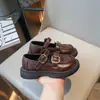 Zapatos de Cuero para Niñas 2025 Primavera y Otoño Nuevos Estilo Princesa Zapatos Negros Mocasines Británicos para Niños Suela Blanda Zapatos Individuales