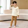 Novo Conjunto De Rong de Casa para Crianças 2026 para Meninos e Meninas, Outono e Primavera Quente Desenho Animado Gola Redonda Manga Longa Pijama Duas Peças