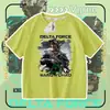 Camiseta Delta Force Weilong Rosa Vermelho Comedor de Ouro Lobo Mercadoria para Meninos, Manga Curta Estudante Caimento Solto Tendência