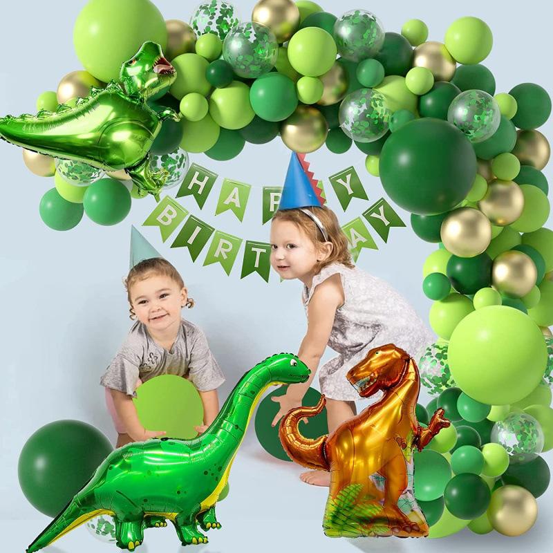 新款森林恐龙生日气球套装大号恐龙铝箔气球儿童生日派对场景装饰