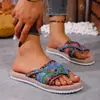 2025 Verano Nuevo Estilo Planas Casuales Versátiles Ligeras Cómodas Florales Grafiti Chanclas para Mujer Al por Mayor