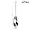 Cuchara de Acero Inoxidable 304 en Stock para Bebés y Niños Pequeños, Cuchara de Acero Inoxidable Engrosada de Mango Largo de Alta Calidad