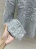 BORBOTIE Ropa de Punto para Mujer 2026 Primavera/Otoño Nuevo Estilo BC Old Money Top de Manga Larga Calado Floral Tridimensional