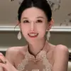 Sussurrando ao Vento Brincos de Pena Fresca com Contas Brincos Longos com Franjas Tacos Únicos e Bonitos Novo Estilo Chinês