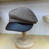 Gorra de paja para niños con visera inclinada de cuero cosida, sombrero de paja irregular para el sol, gorra de repartidor