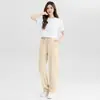 Verano 2026 Nuevo Estilo Color Sólido Versátil Casual Holgado Pierna Ancha Rectos Pantalones Deportivos para Mujer con Cintura Elástica