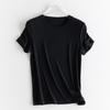 Camiseta básica de seda morera Bohang para mujer, holgada, ajustada, con hombros descubiertos, cuello redondo, color liso.