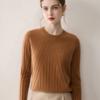 100% Cachemira Pura Tejidos de Punto para Mujer Suéter de Cuello Redondo Tejido de Punto Delgado Color Sólido Puro Tejido de Punto Otoño e Invierno Nuevo Suéter Básico de Rayas Verticales
