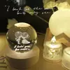 Explosiones transfronterizas Bola de cristal luminosa USB 3D tallada Regalos creativos Adornos de escritorio Bola de cristal Luz nocturna