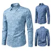 Comércio eletrônico transfronteiriço, Amazon: Nova camisa de manga comprida para homens, com estampa paisley e design retrô em jeans, estilo moderno
