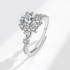 Anel Estilo Chapeuzinho Vermelho Feminino Anel de 1 quilate Imitação de Diamante Moissanita Anel de Abertura Ricamente Carimbado Joias de Moda Feminina