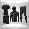 Fitness transfronteiriço conjunto de 5 peças masculino alta elasticidade roupas de ginástica basquete corrida esportes macacão secagem rápida roupas de treino