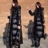 Nuevo abrigo de algodón acolchado de plumón ZLS, estilo coreano largo, hasta la rodilla, chaqueta de algodón brillante para mujer, engrosado y ajustado