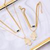 Nicho design moda dupla camada clavícula cadeia quadrado zircão shell Palma pulseira de aço inoxidável colar brincos terno